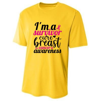 I'm A Survivor Cure Breast Cancer Awareness Youth Performance Sprint T-Shirt