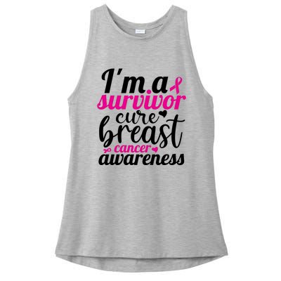 I'm A Survivor Cure Breast Cancer Awareness Ladies PosiCharge Tri-Blend Wicking Tank