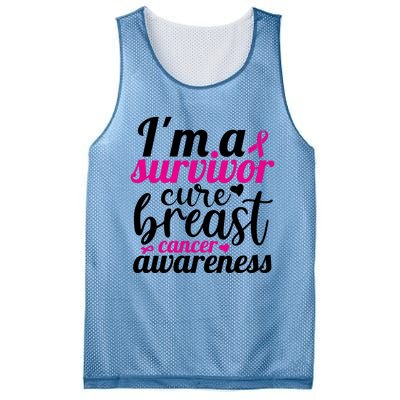 I'm A Survivor Cure Breast Cancer Awareness Mesh Reversible Basketball Jersey Tank