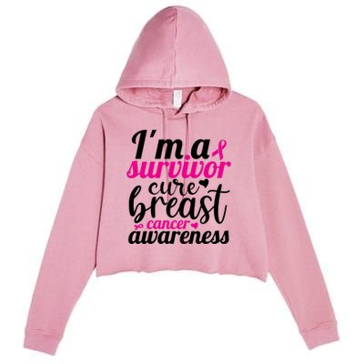 I'm A Survivor Cure Breast Cancer Awareness Crop Fleece Hoodie