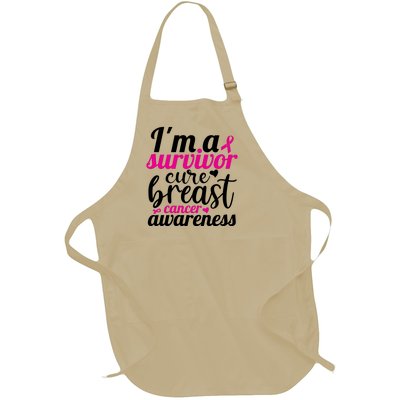 I'm A Survivor Cure Breast Cancer Awareness Full-Length Apron With Pockets