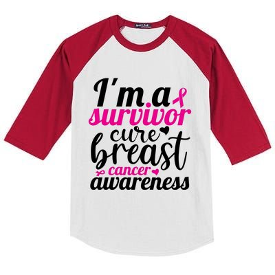 I'm A Survivor Cure Breast Cancer Awareness Kids Colorblock Raglan Jersey