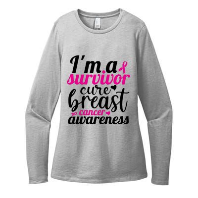 I'm A Survivor Cure Breast Cancer Awareness Womens CVC Long Sleeve Shirt