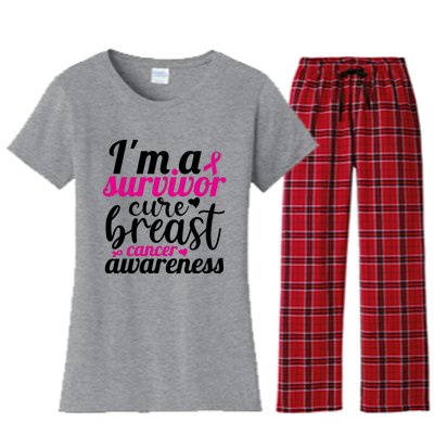 I'm A Survivor Cure Breast Cancer Awareness Women's Flannel Pajama Set