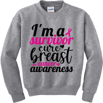 I'm A Survivor Cure Breast Cancer Awareness Kids Sweatshirt