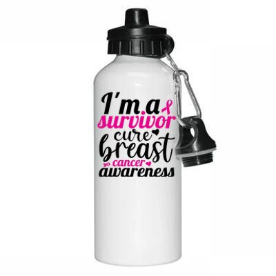 I'm A Survivor Cure Breast Cancer Awareness Aluminum Water Bottle