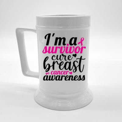 I'm A Survivor Cure Breast Cancer Awareness Beer Stein