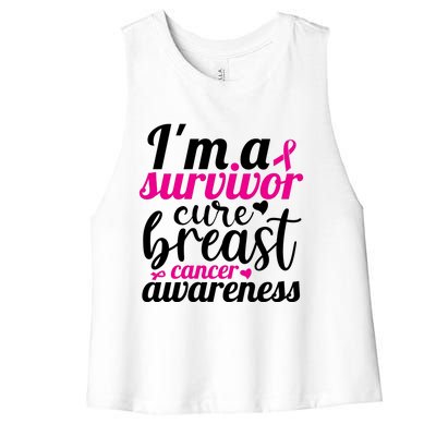 I'm A Survivor Cure Breast Cancer Awareness Women's Racerback Cropped Tank