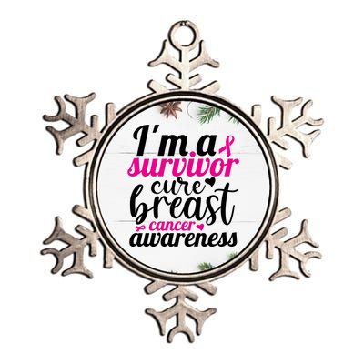 I'm A Survivor Cure Breast Cancer Awareness Metallic Star Ornament