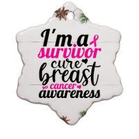 I'm A Survivor Cure Breast Cancer Awareness Ceramic Star Ornament