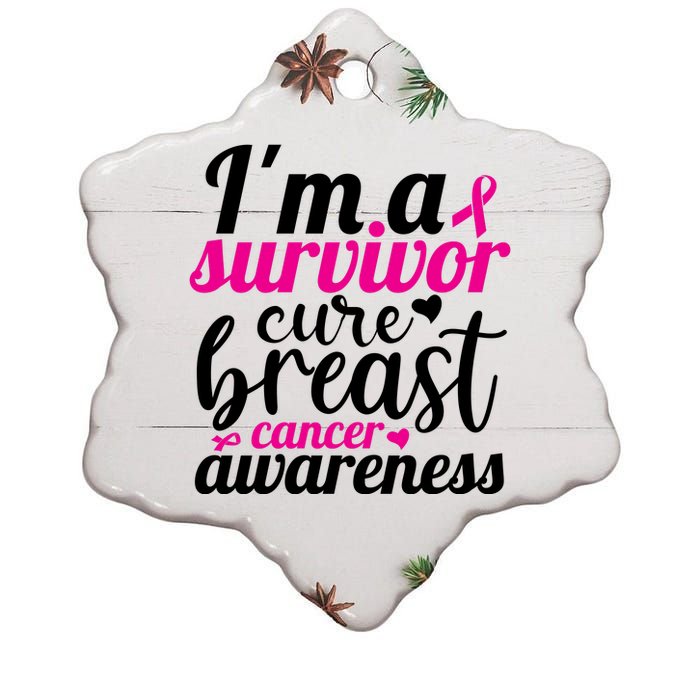 I'm A Survivor Cure Breast Cancer Awareness Ceramic Star Ornament