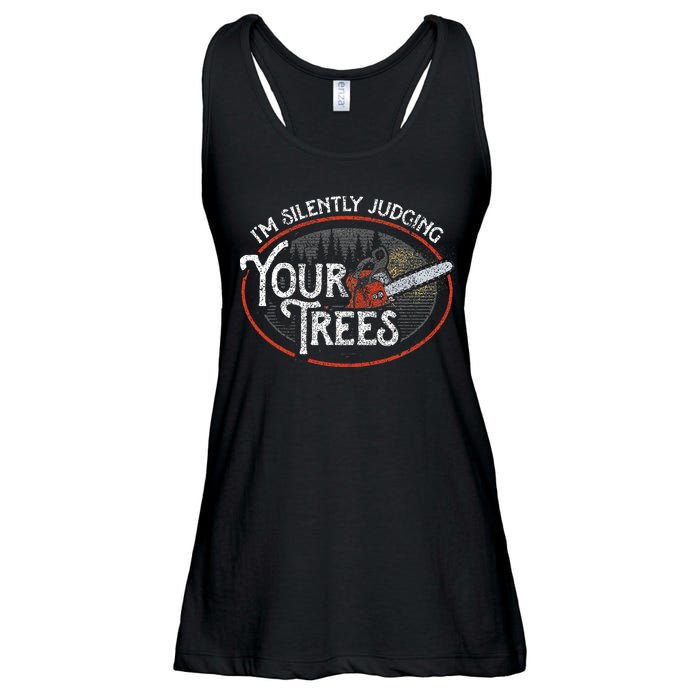 I Am Silently Judging Your Trees Arborist Tree Climbing Ladies Essential Flowy Tank