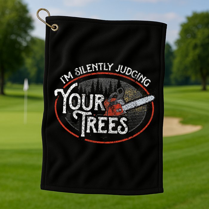 I Am Silently Judging Your Trees Arborist Tree Climbing Golf Towel