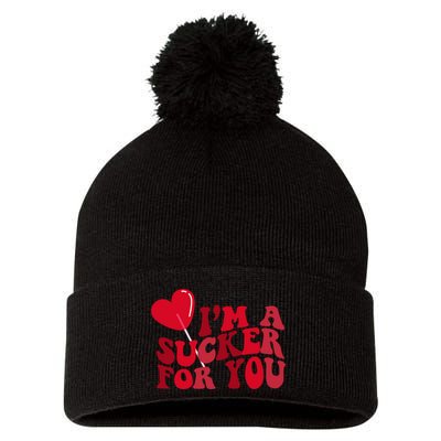 Im A Sucker For You Valentines Day Gift Retro Pom Pom 12in Knit Beanie