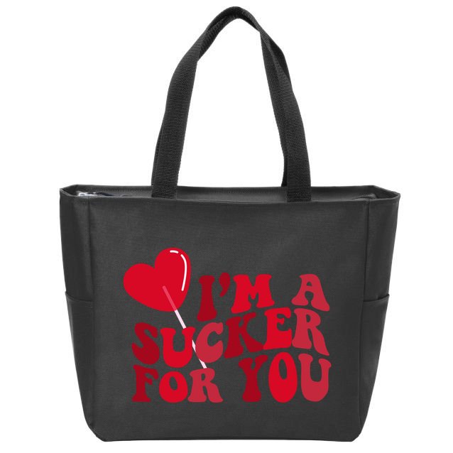 Im A Sucker For You Valentines Day Gift Retro Zip Tote Bag