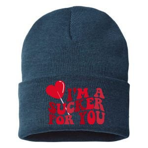 Im A Sucker For You Valentines Day Gift Retro Sustainable Knit Beanie