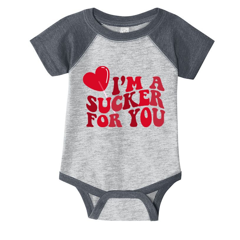 Im A Sucker For You Valentines Day Gift Retro Infant Baby Jersey Bodysuit