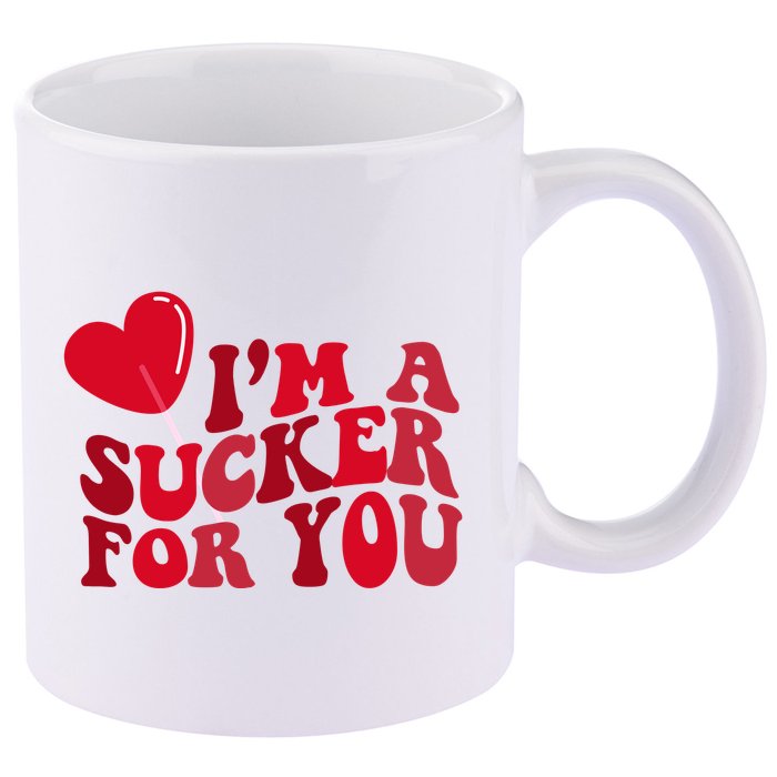Im A Sucker For You Valentines Day Gift Retro 11oz C Handle Ceramic Mug