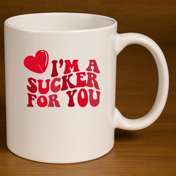 Im A Sucker For You Valentines Day Gift Retro 11oz C Handle Ceramic Mug