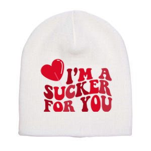 Im A Sucker For You Valentines Day Gift Retro Short Acrylic Beanie