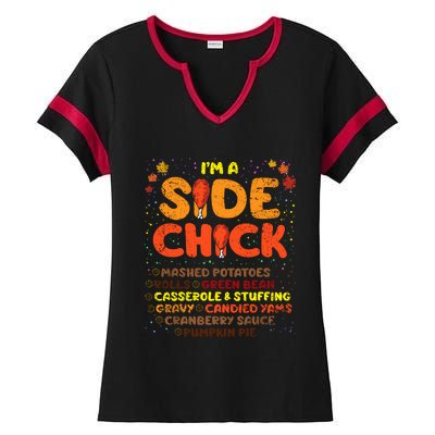 Im A Side Chick Thanksgiving Day Funny Turkey Leg Autumn Ladies Halftime Notch Neck Tee