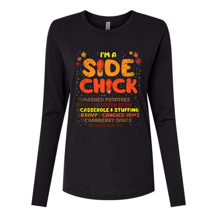 Im A Side Chick Thanksgiving Day Funny Turkey Leg Autumn Womens Cotton Relaxed Long Sleeve T-Shirt