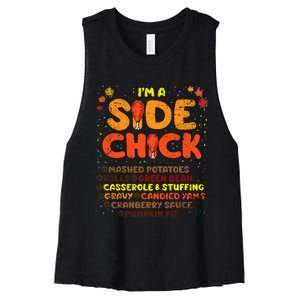 Im A Side Chick Thanksgiving Day Funny Turkey Leg Autumn Women's Racerback Cropped Tank