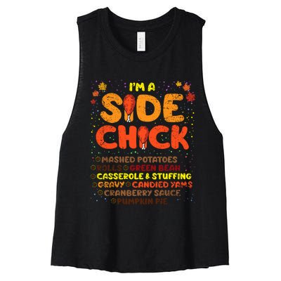 Im A Side Chick Thanksgiving Day Funny Turkey Leg Autumn Women's Racerback Cropped Tank