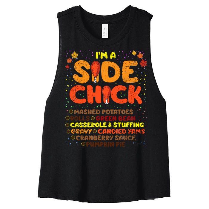 Im A Side Chick Thanksgiving Day Funny Turkey Leg Autumn Women's Racerback Cropped Tank