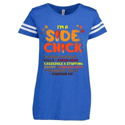 Im A Side Chick Thanksgiving Day Funny Turkey Leg Autumn Enza Ladies Jersey Football T-Shirt