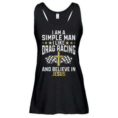 Im A Simple Man I Like Drag Racing And Jesus Drag Racing Ladies Essential Flowy Tank