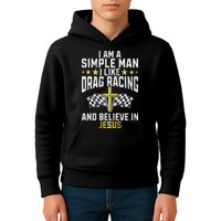 Im A Simple Man I Like Drag Racing And Jesus Drag Racing Kids Hoodie