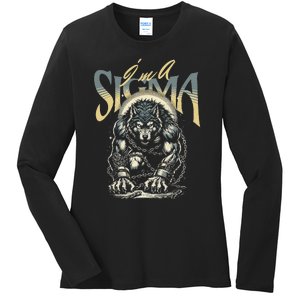 IM A Sigma Male Wolf Funny Ladies Long Sleeve Shirt