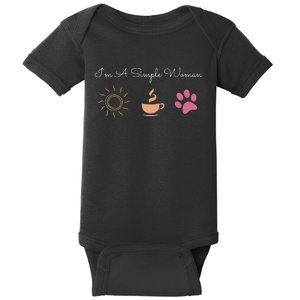 Im A Simple Woman I Love Coffee Sunshine Paw Dog Baby Bodysuit