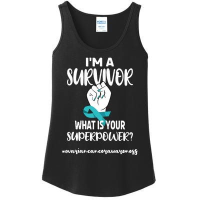 IM A Survivor Cancer Survivor Teal Ovarian Cancer Warrior Ladies Essential Tank