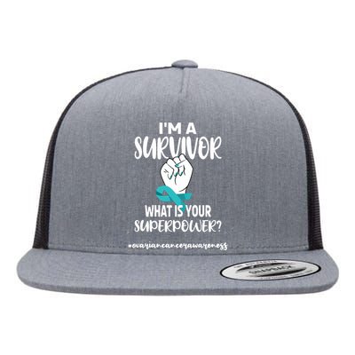 IM A Survivor Cancer Survivor Teal Ovarian Cancer Warrior Flat Bill Trucker Hat