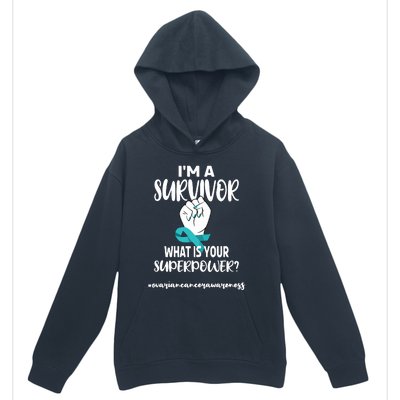 IM A Survivor Cancer Survivor Teal Ovarian Cancer Warrior Urban Pullover Hoodie