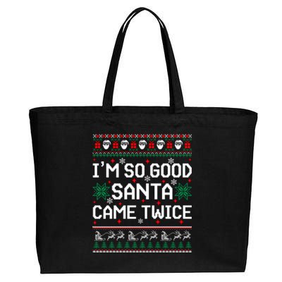 I Am So Good Santa Came Twice Couple Matching Christmas Gift Cotton Canvas Jumbo Tote