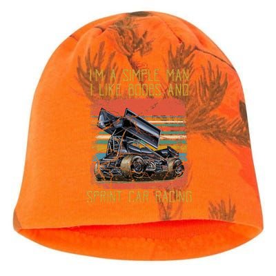 IM A Simple Man I Like Boobs And Sprint Car Racing Kati - Camo Knit Beanie