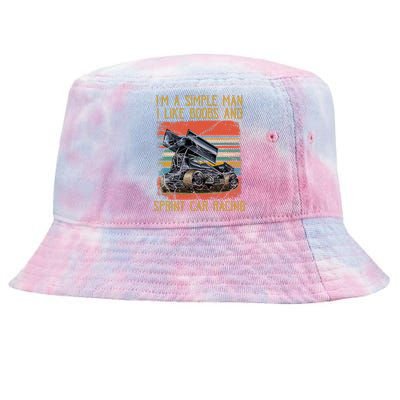 IM A Simple Man I Like Boobs And Sprint Car Racing Tie-Dyed Bucket Hat