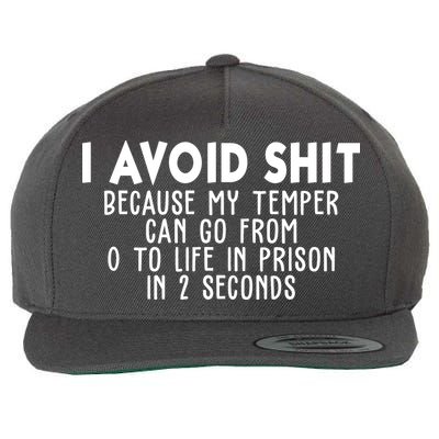 I Avoid Sh*t Because My Tempter Can Go From 0 To Life In Prison Funny Wool Snapback Cap