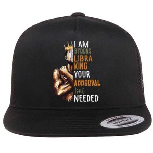 I Am Strong Libra King in Crown Zodiac Horoscope Gift  Flat Bill Trucker Hat