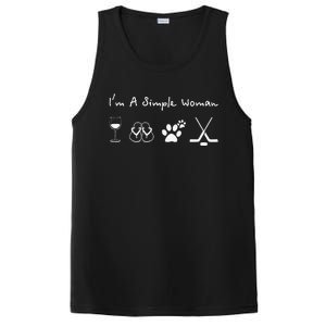 I'm A Simple Woman Love Wine Flip Flops Dogs Hockey PosiCharge Competitor Tank