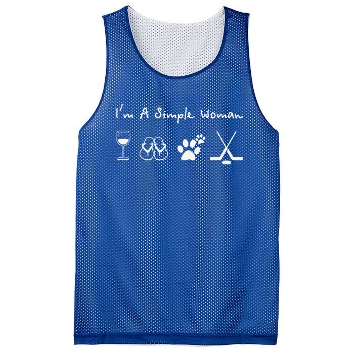 I'm A Simple Woman Love Wine Flip Flops Dogs Hockey Mesh Reversible Basketball Jersey Tank