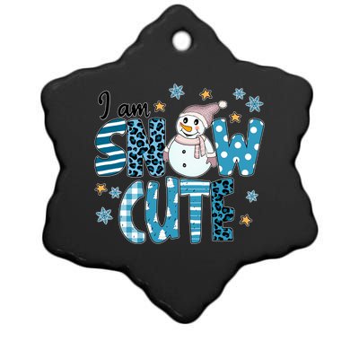 I Am Snow Cute Leopard Blue Winter Christmas Great Gift Ceramic Star Ornament