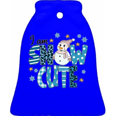 I Am Snow Cute Leopard Blue Winter Christmas Great Gift Ceramic Bell Ornament