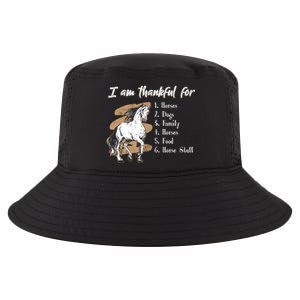 I Am Thankful For Horses Dogs Family Riding Horse Gift Cool Comfort Performance Bucket Hat