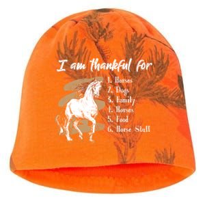 I Am Thankful For Horses Dogs Family Riding Horse Gift Kati - Camo Knit Beanie