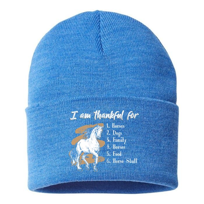 I Am Thankful For Horses Dogs Family Riding Horse Gift Sustainable Knit Beanie