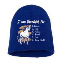 I Am Thankful For Horses Dogs Family Riding Horse Gift Short Acrylic Beanie